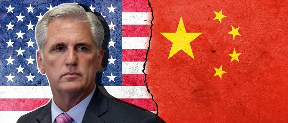 Kevin McCarthy/US, Chinese Flags (Getty Images, Shutterstock, Daily Caller)