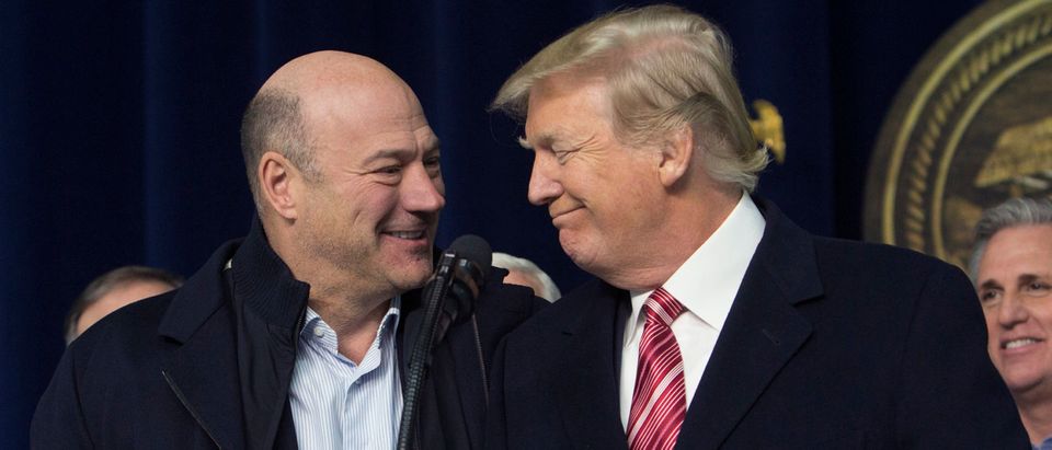 U.S. President Donald Trump and National Economic Council Director Gary Cohn affirm their support for each other at Camp David on January 6, 2018 in Thurmont, Maryland. President Trump met with staff, members of his Cabinet and Republican members of Congress to discuss the Republican legislative agenda for 2018. (Photo by Chris Kleponis-Pool/Getty Images)