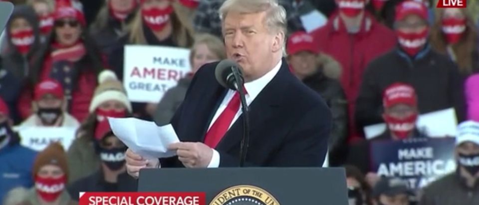 President Donald Trump at rally in Muskegon, MI.