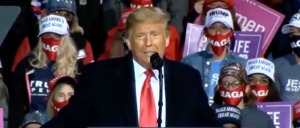 President Donald Trump speaks in Pennsylvania. Screenshot/Newsmax TV