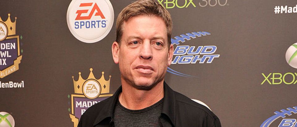 NEW ORLEANS, LA - JANUARY 31: Former NFL player Troy Aikman arrives at EA SPORTS Madden Bowl XIX at the Bud Light Hotel on January 31, 2013 in New Orleans, Louisiana. (Photo by Stephen Lovekin/Getty Images for Bud Light)