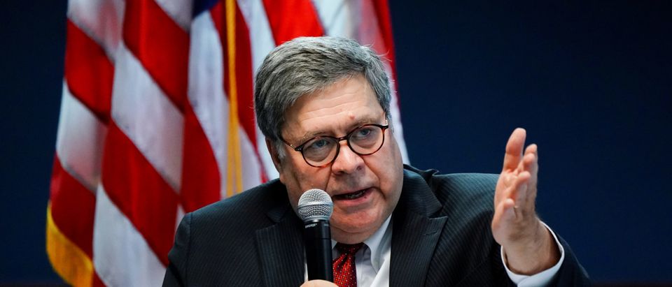 FILE PHOTO: AG Bill Barr participates in a roundtable discussion about human trafficking in Atlanta