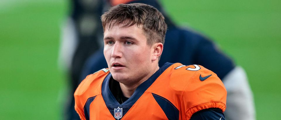 FILE PHOTO: Nov 22, 2020; Denver, Colorado, USA; Denver Broncos quarterback Drew Lock (3) in the third quarter against the Miami Dolphins at Empower Field at Mile High. Mandatory Credit: Isaiah J. Downing-USA TODAY Sports via Reuters