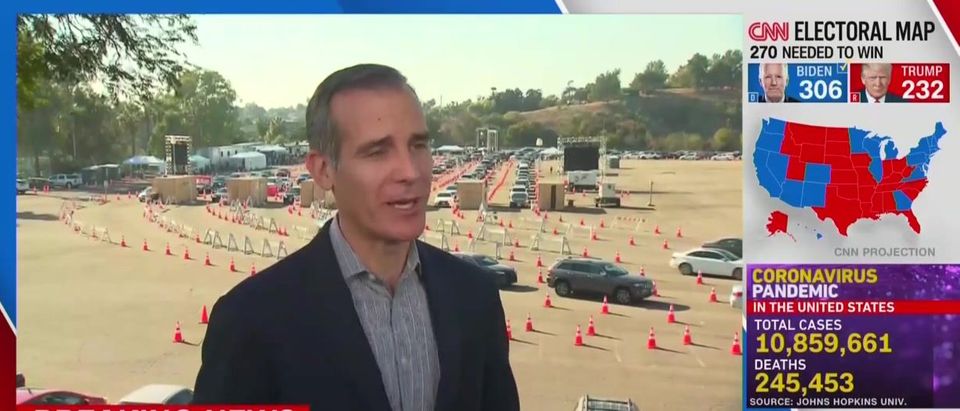 Eric Garcetti on Thanksgiving plans (CNN screengrab)