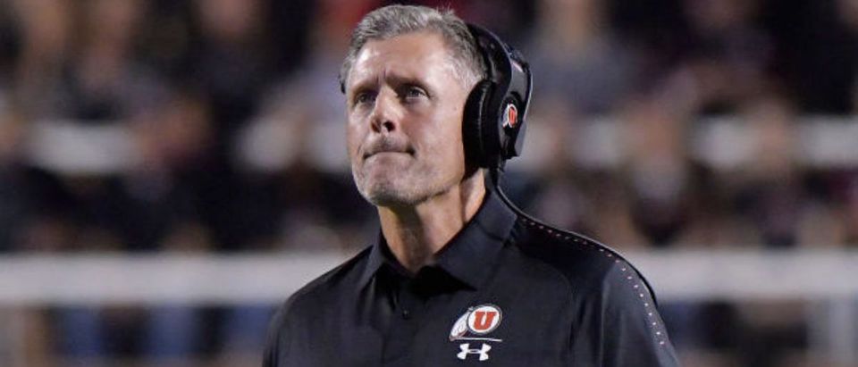 SALT LAKE CITY, UT - SEPTEMBER 15: Head coach Kyle Whittingham of the Utah Utes looks on in a game against the Washington Huskies at Rice-Eccles Stadium on September 15, 2018 in Salt Lake City, Utah. (Photo by Gene Sweeney Jr/Getty Images)