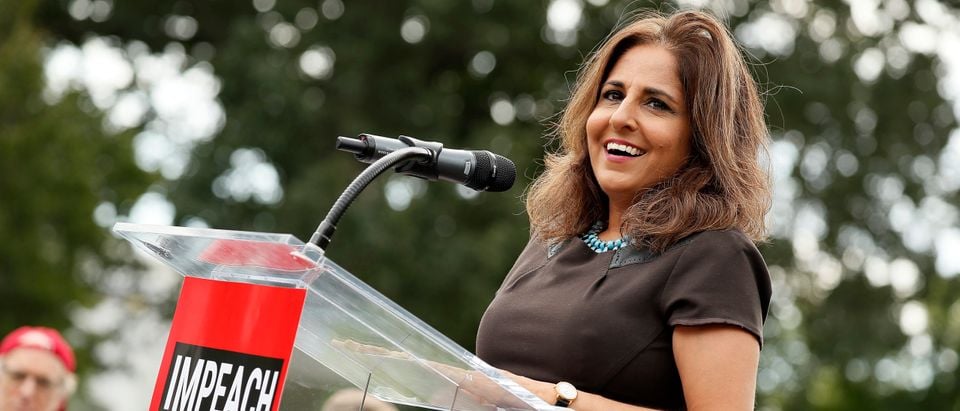 WASHINGTON, DC - SEPTEMBER 26: Neera Tanden, president, Center for American Progress, speaks at the “Impeachment Now!” rally in support of an immediate inquiry towards articles of impeachment against U.S. President Donald Trump on the grounds of the U.S. Capital on September 26, 2019in Washington, DC. (Photo by Paul Morigi/Getty Images for MoveOn Political Action)