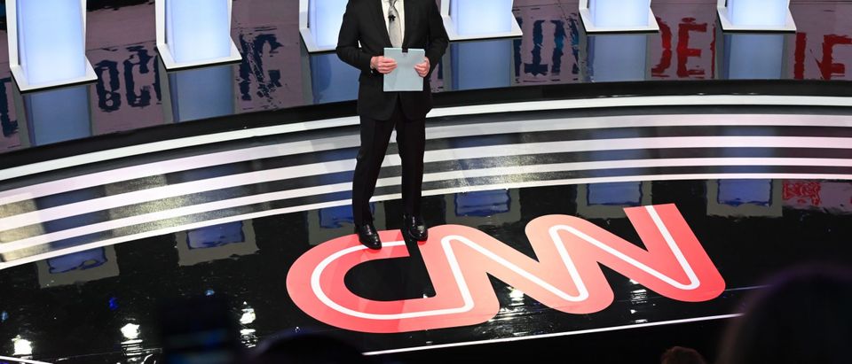 CNN journalist Wolf Blitzer arrives on stage to moderate the seventh Democratic primary debate of the 2020 presidential campaign season co-hosted by CNN and the Des Moines Register at the Drake University campus in Des Moines, Iowa on January 14, 2020. (ROBYN BECK/AFP via Getty Images)