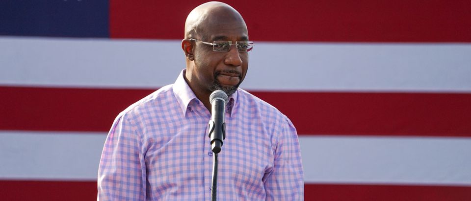 SAVANNAH, GA - DECEMBER 19: Democratic U.S. Senate candidate Rev. Raphael Warnock speaks in his home city of Savannah to a group of supporters at a Its Time to Vote Rally on December 19, 2020 in Savannah, Georgia. Early voting started December 14th for the runoff election for U.S. Senate where Warnock and Jon Ossoff are in a tight race against Republican incumbents David Perdue and Kelly Loeffler, last day to vote in the election is January 5. (Megan Varner/Getty Images)