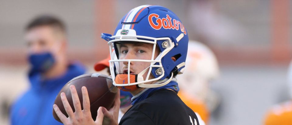 Dec 5, 2020; Knoxville, Tennessee, USA; Florida Gators quarterback Kyle Trask (11) warms up before the game against the Tennessee Volunteers at Neyland Stadium. Mandatory Credit: Randy Sartin-USA TODAY Sports via Reuters