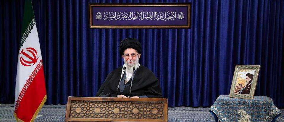 Iran's Supreme Leader Ayatollah Ali Khamenei delivers a televised speech, in Tehran