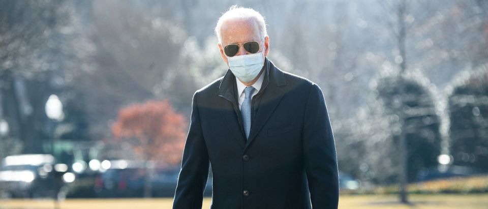 US President Joe Biden walks from Marine One after arriving on the South Lawn of the White House in Washington, DC, February 8, 2021, following a weekend in Delaware. (Photo by SAUL LOEB/AFP via Getty Images)