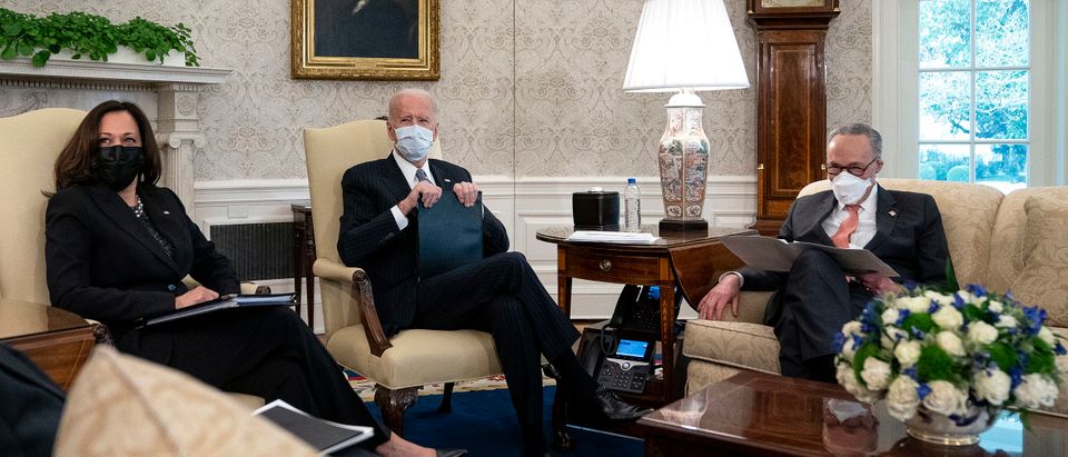 President Biden And VP Harris Meet With Democratic Senators To Discuss The American Rescue Plan