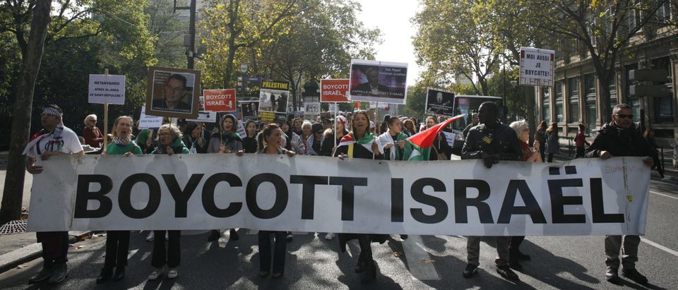 Pro-Palestinian demonstration calling for boycott of Israel in 2015