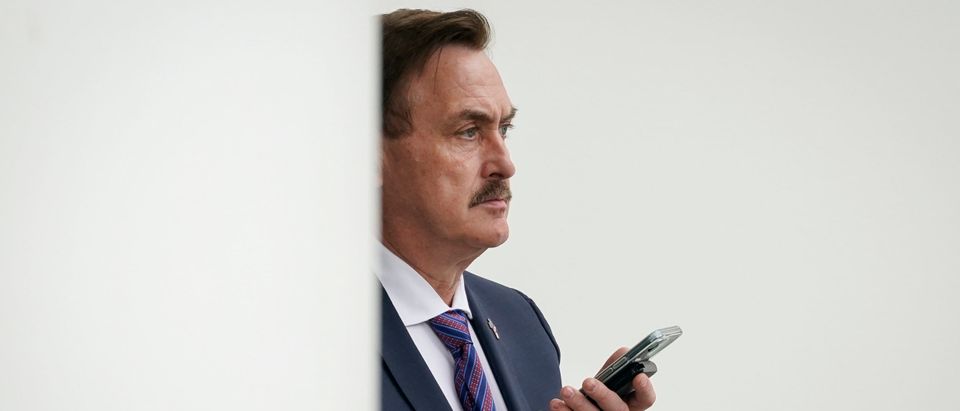 MyPillow CEO Mike Lindell waits outside the West Wing of the White House before entering on January 15, 2021 in Washington, DC. (Drew Angerer/Getty Images)