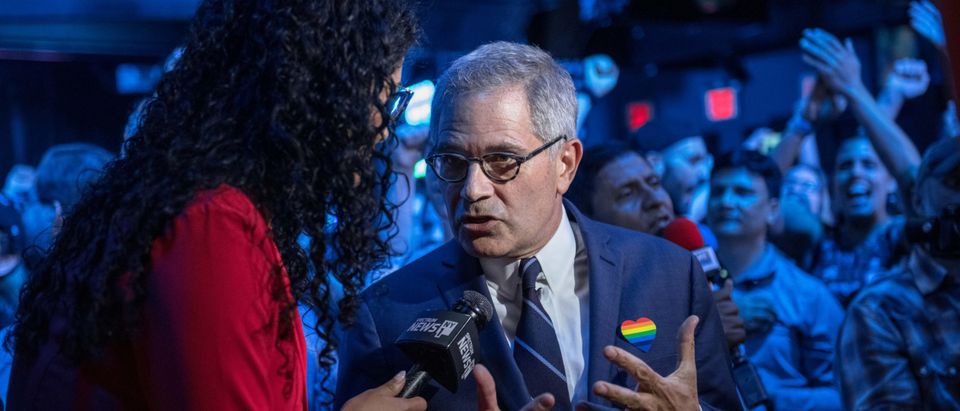 NEW YORK, NY - JUNE 25: Philadelphia District Attorney Larry Krasner speaks to a reporter at of the election party of public defender Tiffany Caban moments before she claimed victory in the in the Queens District Attorney Democratic Primary election, June 25, 2019 in the Queens borough of New York City. Running on a progressive platform that includes decriminalizing sex work and closing the Rikers Island jail, Caban narrowly defeated Queens Borough President Melinda Katz and scored a shocking victory for city's the progressive grassroots network and criminal justice movement. (Photo by Scott Heins/Getty Images)