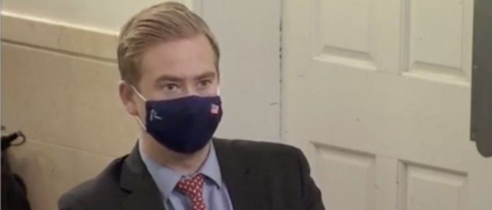 Peter Doocy attend press briefing. Screenshot/White House