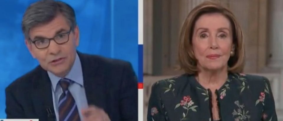 George Stephanopoulos and Nancy Pelosi appear on "This Week." Screenshot/ABC