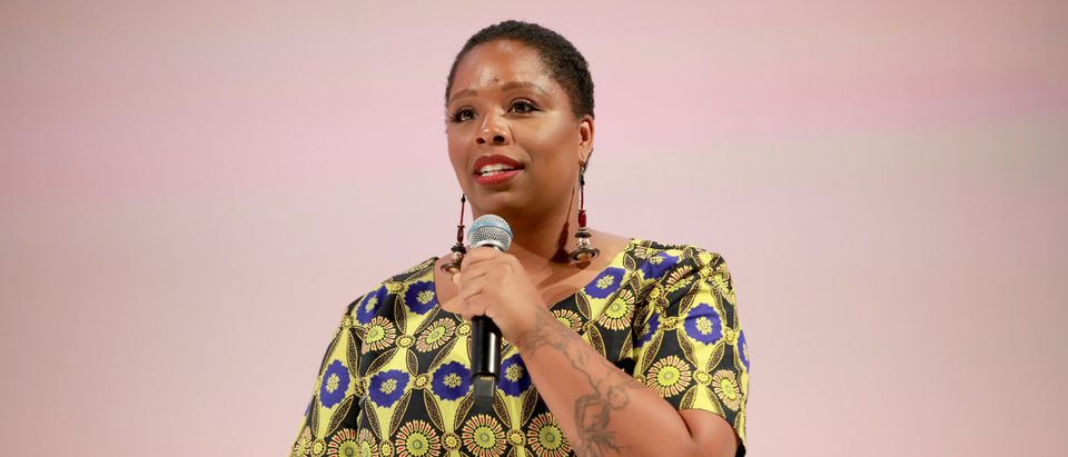 LOS ANGELES, CALIFORNIA - NOVEMBER 02: Patrisse Cullors speaks on stage at the Teen Vogue Summit 2019 at Goya Studios on November 02, 2019 in Los Angeles, California. (Photo by Rich Fury/Getty Images for Teen Vogue)