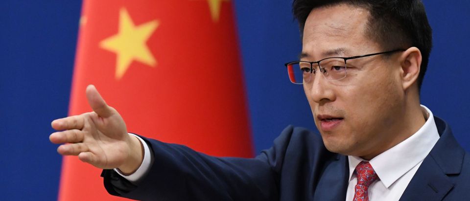 Chinese Foreign Ministry spokesman Zhao Lijian takes a question at the daily media briefing in Beijing on April 8, 2020. (Photo by GREG BAKER / AFP) (Photo by GREG BAKER/AFP via Getty Images)