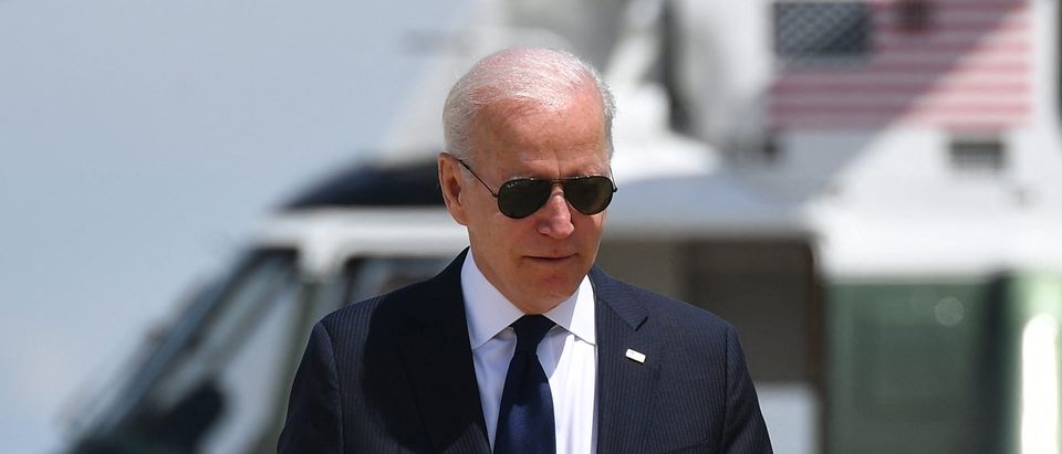 US President Joe Biden makes his way to board Air Force One before departing from Andrews Air Force Base in Maryland on June 1, 2021. (MANDEL NGAN/AFP via Getty Images)