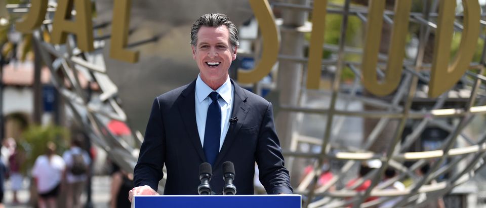 Governor Gavin Newsom Holds Press Conference For Official Reopening Of The State Of California At Universal Studios Hollywood