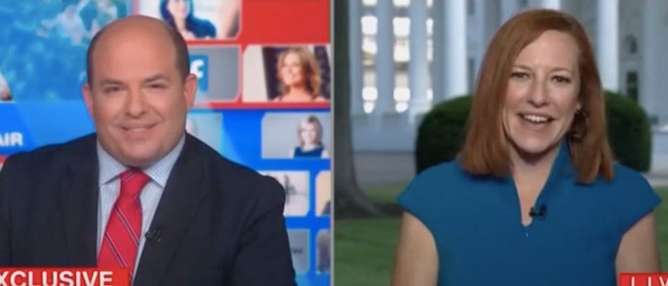Brian Stelter interviews White House press secretary Jen Psaki. Screenshot/CNN