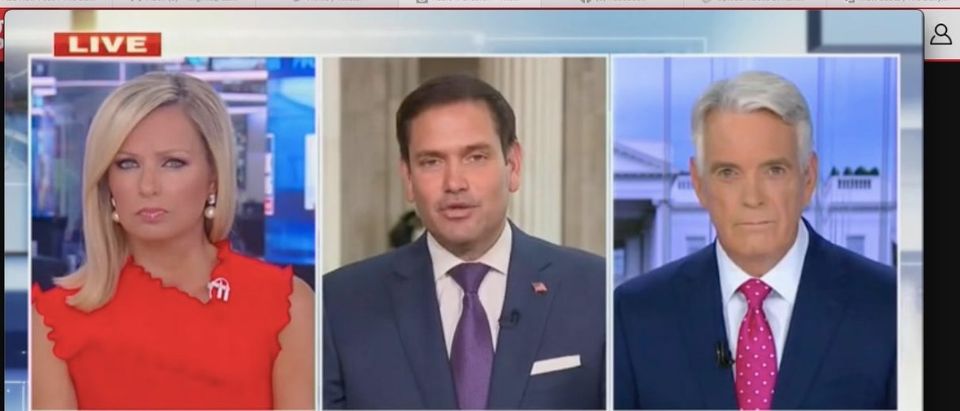Marco Rubio appears on "America Reports" with John Roberts and Sandra Smith Screenshot/Fox News
