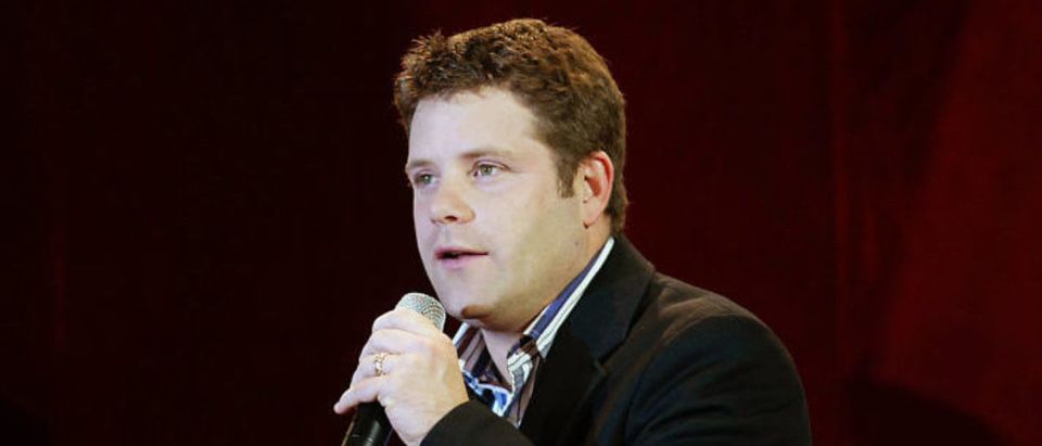 BERLIN - DECEMBER 10: Actor Sean Astin addresses the crowd during "The Lord Of The Rings: The Return Of The King" Berlin premiere December 10, 2003 in Berlin, Germany. (Photo by Kurt Vinion/Getty Images)