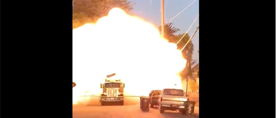 Truck Explosion (Credit: Screenshot/Twitter Video https://twitter.com/shanermurph/status/1410432504666931203)