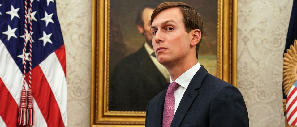 Senior Advisor to President Donald Trump and son-in-law Jared Kushner attends a meeting with President Donald Trump. (Photo by Anna Moneymaker-Pool/Getty Images)