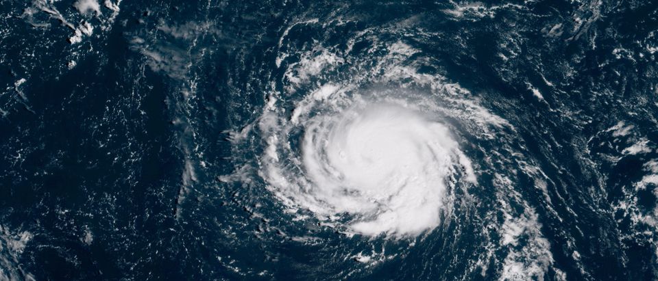 NOAA satellite handout image of Hurricane Florence as it travels west. (Photo by NOAA via Getty Images)