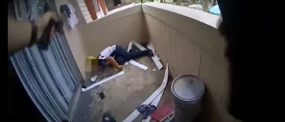 Bodycam footage shows officers fatally shooting domestic violence suspect who grabbed an officer's gun[Youtube:Screenshot:HPD Critical Incidents]