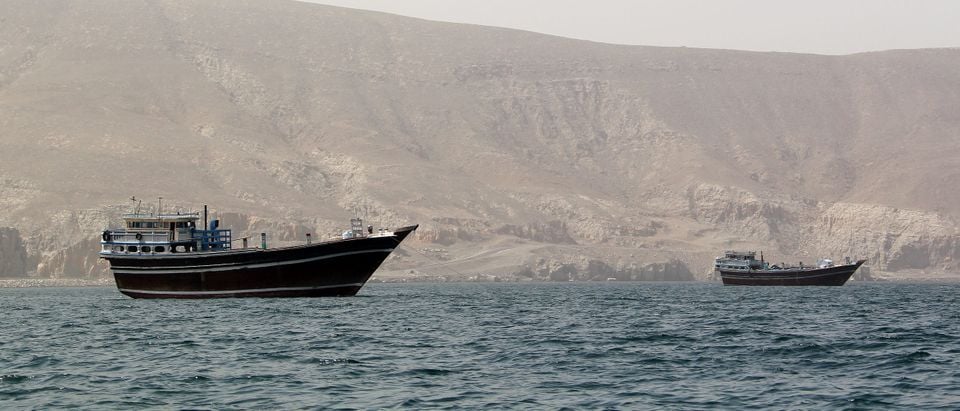 Ships are seen in the Strait of Hormuz off Oman on March 13, 2012. AFP PHOTO/KARIM SAHIB (KARIM SAHIB/AFP via Getty Images)