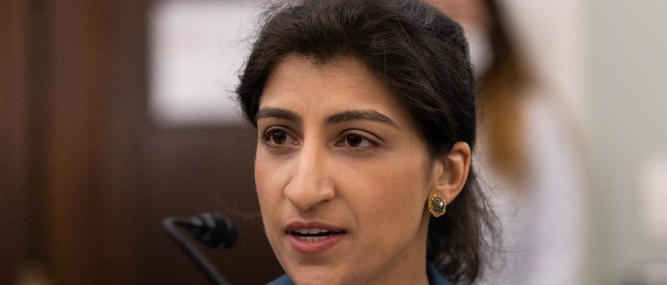 FTC Commissioner nominee Lina M. Khan testifies. (Photo by Graeme Jennings-Pool/Getty Images)