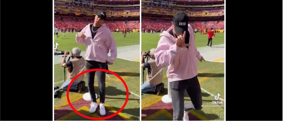 Jackson Mahomes sparks outrage for dancing on Sean Taylor's logo