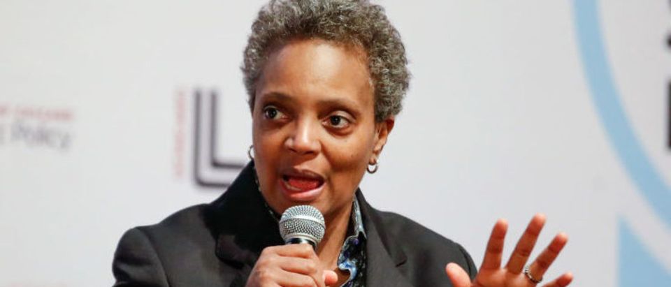 Chicago mayoral candidate Lori Lightfoot speaks during a forum on crime and violence at University of Chicago Institute of Politics, Harris School of Public Policy and Crime Lab in Chicago on March 13, 2019. (Photo by KAMIL KRZACZYNSKI/AFP via Getty Images)