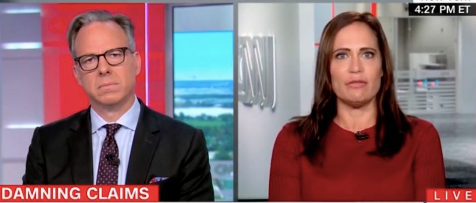 Jake Tapper speaks with Stephanie Grisham on "The Lead." Screenshot/CNN