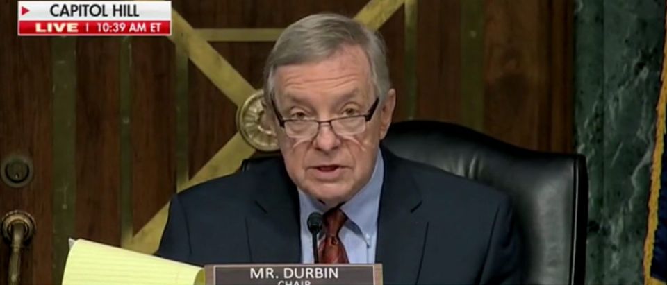 IL Sen. Dick Durbin chairs Senate Judiciary Committee hearing. Screenshot/Fox News
