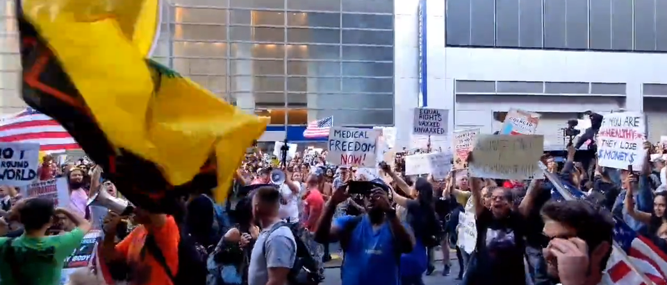 ‘Defund The Media!’: Protest Against Vax Mandate, Media Erupts Outside New York Times Building