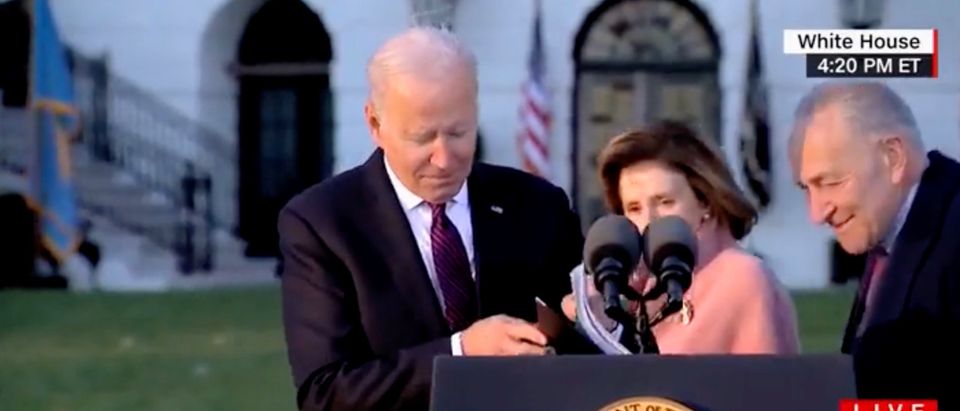 'Oh, My Mask': Fully Vaccinated Biden Searches For Mask Before Giving Up At Outdoor Bill Signing Event