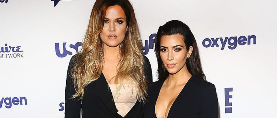 NEW YORK, NY - MAY 15: (L-R) Khloe Kardashian and Kim Kardashian attend the 2014 NBCUniversal Cable Entertainment Upfronts at The Jacob K. Javits Convention Center on May 15, 2014 in New York City. (Photo by Astrid Stawiarz/Getty Images)