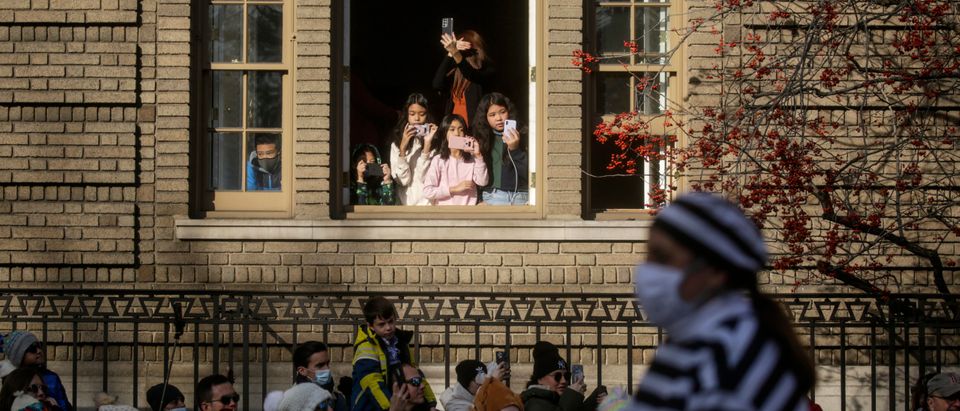 Crowds attend the 95th-annual Macys Thanksgiving Day Parade on November 25, 2021 in New York City. (Photo by Kena Betancur/Getty Images)