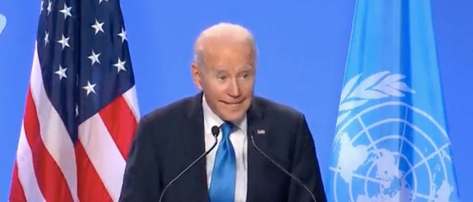 Joe Biden speaks to press at UN Climate Conference. Screenshot/Twitter/Townhallcom