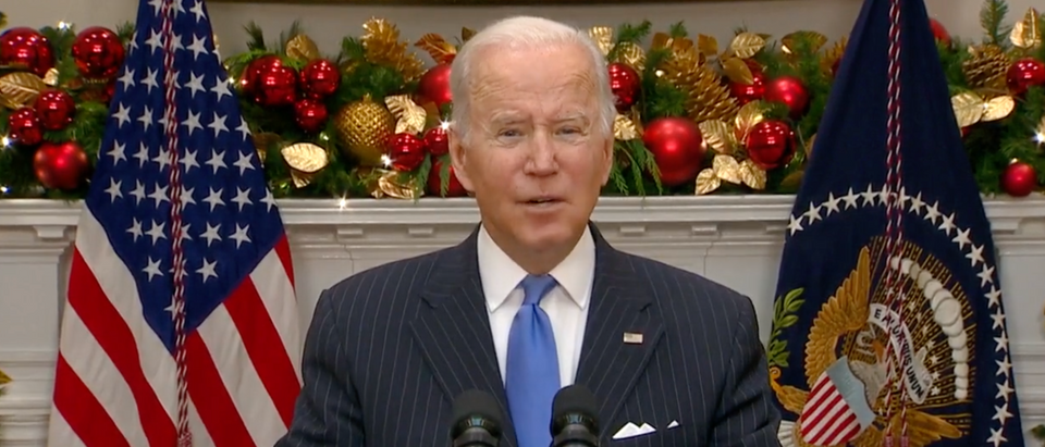 Pres. Joe Biden spoke about the Omicron variant on Monday at the White House. (Screenshot YouTube, President Biden Delivers Remarks to Provide an Update on the Omicron Variant)