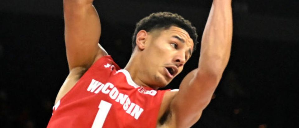 LAS VEGAS, NEVADA - NOVEMBER 23: Johnny Davis #1 of the Wisconsin Badgers grabs a rebound against the Houston Cougars during the 2021 Maui Invitational basketball tournament at Michelob ULTRA Arena on November 23, 2021 in Las Vegas, Nevada. (Photo by David Becker/Getty Images)