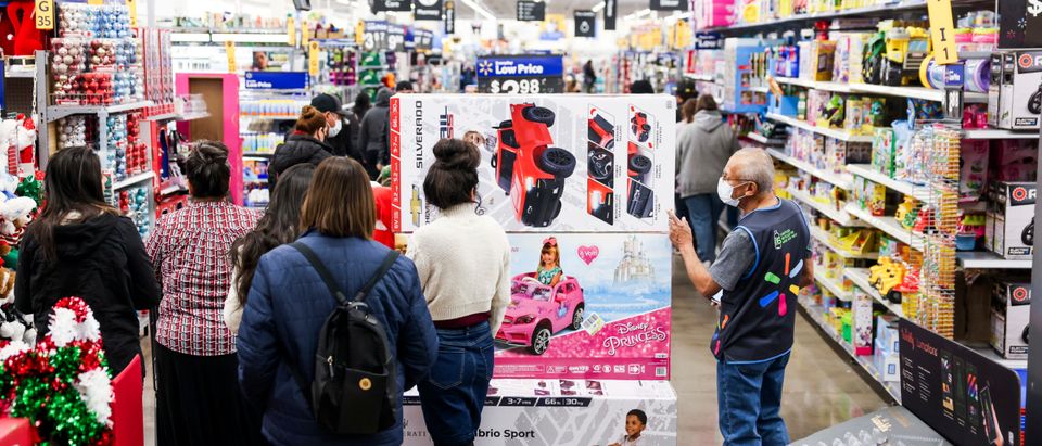 WESTMINSTER, CO - NOVEMBER 26: Black Friday shoppers peruse the aisles at Walmart on November 26, 2021 in Westminster, Colorado. (Photo by Michael Ciaglo/Getty Images)