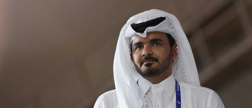 DOHA, QATAR - OCTOBER 05: Sheikh Joaan Al Thani, President LOC Doha 2019 looks on during the medal ceremony for the Men's High Jump on day nine of 17th IAAF World Athletics Championships Doha 2019 at Khalifa International Stadium on October 05, 2019 in Doha, Qatar. (Photo by Matthias Hangst/Getty Images)