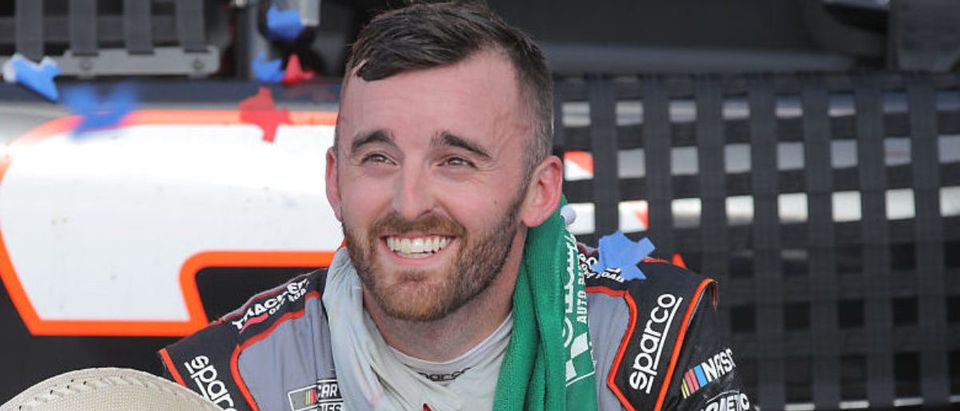 FORT WORTH, TEXAS - JULY 19: Austin Dillon, driver of the #3 Bass Pro Shops Chevrolet, celebrates in Victory Lane after winning the NASCAR Cup Series O'Reilly Auto Parts 500 at Texas Motor Speedway on July 19, 2020 in Fort Worth, Texas. (Photo by Chris Graythen/Getty Images)
