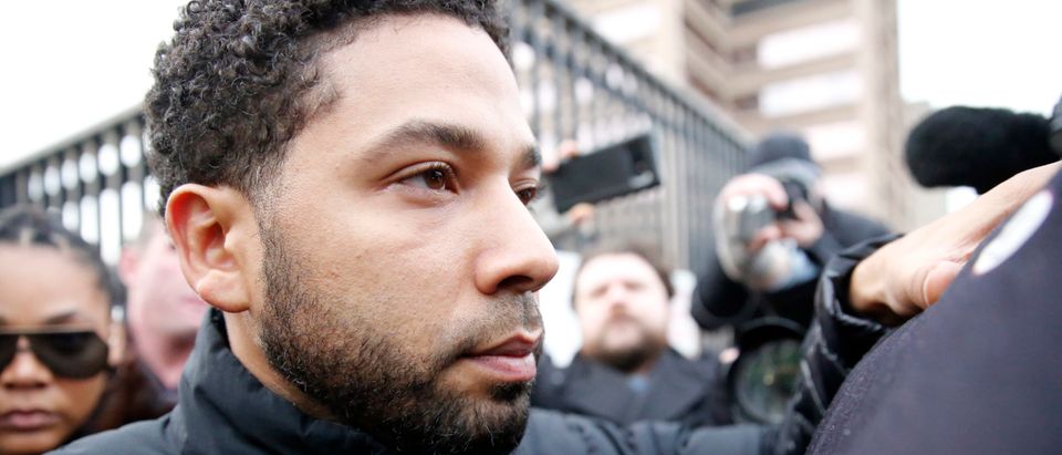 CHICAGO, ILLINOIS - FEBRUARY 21: Empire actor Jussie Smollett leaves Cook County jail after posting bond on February 21, 2019 in Chicago, Illinois. Smollett has been accused with arranging a homophobic, racist attack against himself in an attempt to raise his profile because he was dissatisfied with his salary. (Photo by Nuccio DiNuzzo/Getty Images)