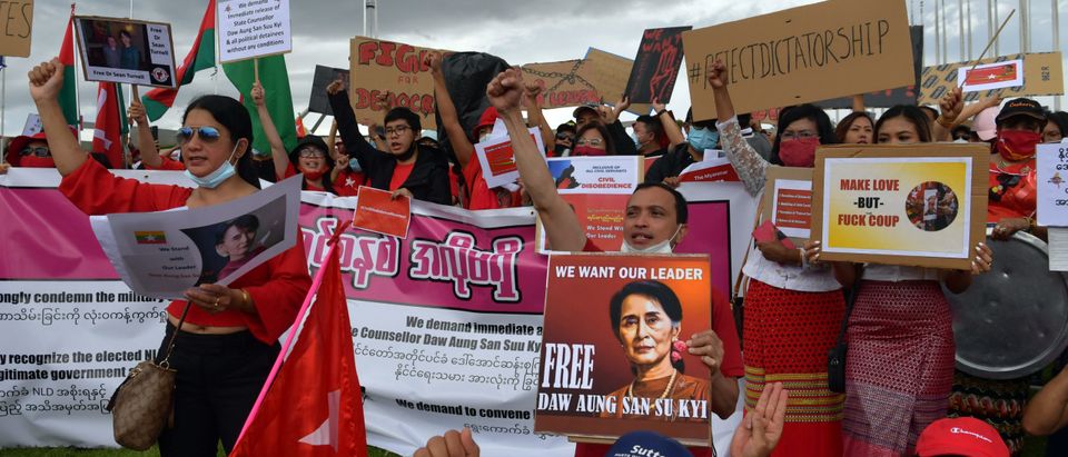 Myanmar Military Coup Protest At Parliament House